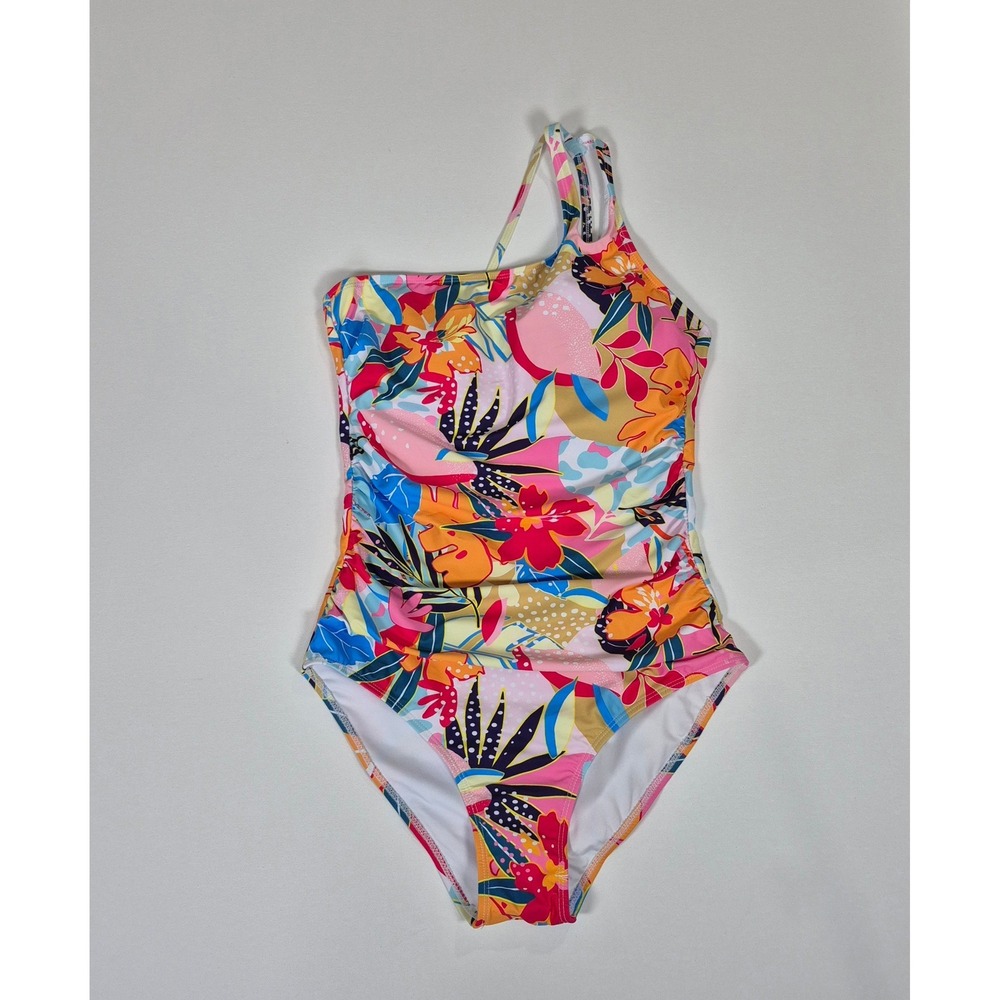 Holipick One Shoulder One Piece Swimsuit Tropical Floral Large NWT Tummy Control